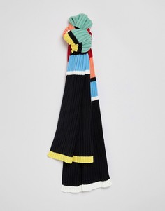 Вязаный шарф в разноцветную полоску ASOS DESIGN-Мульти