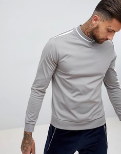 Спортивный свитшот в стиле ретро с высоким воротом ASOS DESIGN-Серый