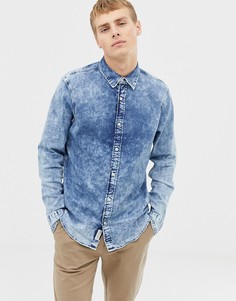 Выбеленная джинсовая рубашка Hollister beach-Темно-синий