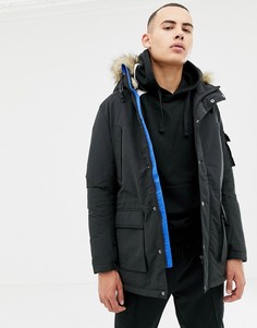 Парка с подкладкой из искусственного меха и искусственным мехом на капюшоне Jack & Jones Originals-Черный