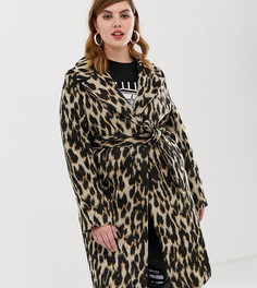 Пальто с леопардовым принтом и запахом River Island Plus-Мульти