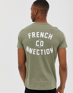 Футболка с логотипом и принтом на спине French Connection-Зеленый