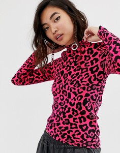 Джемпер с анималистичным принтом неоновой расцветки River Island-Розовый