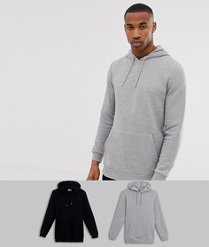 2 удлиненных худи серого/черного цвета ASOS DESIGN - СКИДКА-Мульти