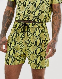 Комбинируемые укороченные шорты с неоновым змеиным принтом Another Influence-Желтый
