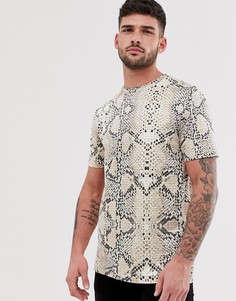 Футболка со змеиным принтом River Island-Светло-бежевый