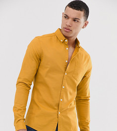 Облегающая повседневная оксфордская рубашка горчичного цвета ASOS DESIGN Tall-Желтый