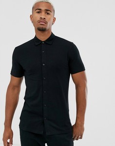 Черная обтягивающая трикотажная рубашка ASOS DESIGN-Черный