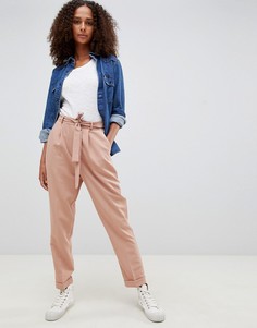 Брюки-галифе с поясом оби ASOS DESIGN-Светло-бежевый