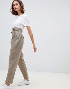 Суженные книзу широкие брюки в клетку ASOS DESIGN-Мульти