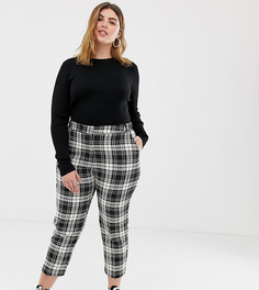 Эксклюзивные брюки-сигареты в черно-белую клетку ASOS DESIGN Curve-Мульти