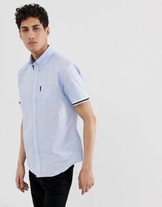 Рубашка с короткими рукавами и манжетами в рубчик Ben Sherman-Синий
