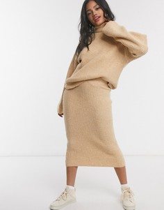 Юбка миди верблюжьего цвета ASOS DESIGN-Светло-бежевый
