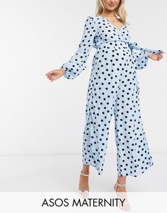 Комбинезон в горошек с запахом ASOS DESIGN maternity-Мульти