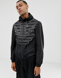 Черная двухсторонняя куртка с капюшоном и логотипом Emporio Armani-Черный