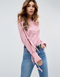 Блузка с завязками на рукавах ASOS-Розовый