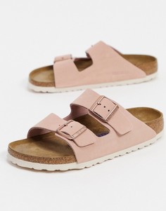 Светло-розовые замшевые сандалии Birkenstock-Розовый