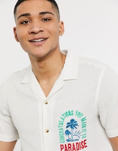 Свободная рубашка с вышивкой ASOS DESIGN-Кремовый