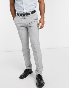 Светло-серые узкие брюки в полоску из переработанного полиэстера Viggo-Серый