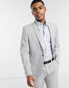 Серый приталенный пиджак в тонкую полоску из переработанного полиэстера Viggo