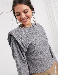 Серый топ с объемными плечами Bershka
