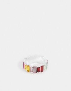 Серебристое кольцо с разноцветными камнями Pieces-Серебряный