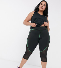 Леггинсы с декоративными строчками ASOS 4505 Curve-Черный