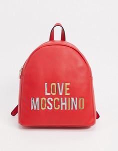 Рюкзак цвета слоновой кости с логотипом Love Moschino-Красный