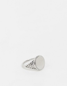 Серебристое кольцо-печатка с вырезами River Island-Серебряный