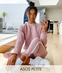 Пудрово-розовый спортивный костюм с джоггерами и свитшотом ASOS DESIGN Petite