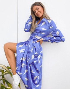 Платье миди с запахом и длинными рукавами Never Fully Dressed-Мульти