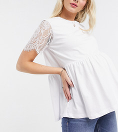 Эксклюзивный свободный топ с кружевными рукавами ASOS DESIGN Maternity-Белый