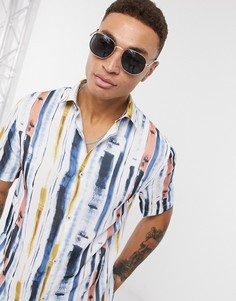 Белая рубашка в полоску с короткими рукавами River Island-Белый