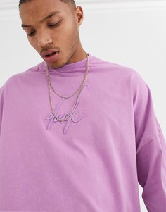 Oversized-лонгслив с закругленными краями и вышитым логотипом ASOS DESIGN Dark Future-Фиолетовый