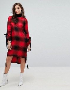 Платье миди оверсайз в клетку River Island-Красный