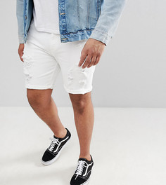 Белые джинсовые шорты скинни с рваной отделкой ASOS DESIGN Plus-Белый