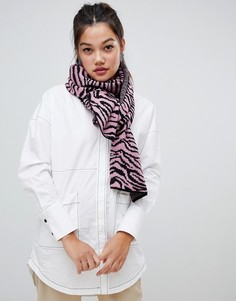 Вязаный шарф с узором "зебра" ASOS DESIGN-Розовый