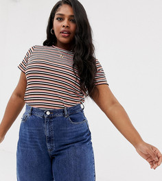 Приталенная футболка в полоску ASOS DESIGN Curve-Мульти
