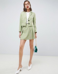 Мини-юбка в желто-зеленую клетку ASOS DESIGN-Мульти