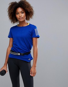Синяя футболка с тремя полосками adidas Running-Синий