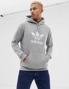 Худи серого цвета с логотипом-трилистником adidas Originals-Серый