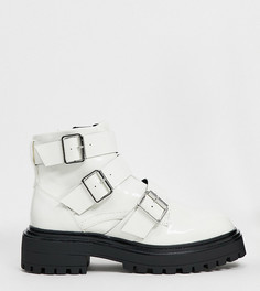 Белые байкерские ботинки для широкой стопы ASOS DESIGN-Белый