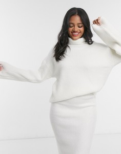 Длинный джемпер с высоким воротником ASOS DESIGN-Кремовый
