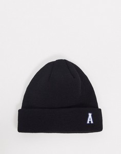 Черная шапка-бини с логотипом ASOS DESIGN-Черный