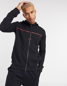 Худи черного цвета с контрастной отделкой кантом HUGO-Черный