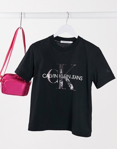 Черная футболка с принтом Calvin Klein Jeans-Черный