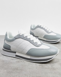 Бело-серые кроссовки с тиснением ASOS DESIGN-Белый