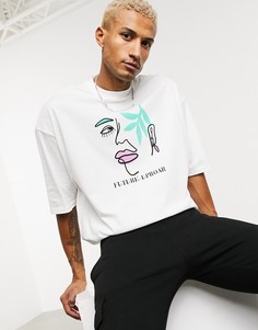 Белая oversized-футболка с принтом ASOS DESIGN-Белый