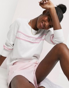 Белый свитер с полосками и логотипом на груди Tommy hilfiger