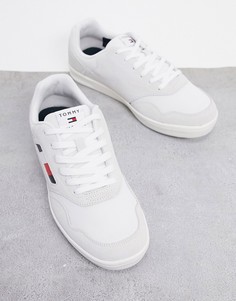 Кремовые замшевые кроссовки с логотипом Tommy Hilfiger-Белый